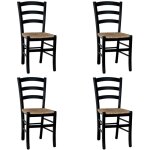 Chaises de salle à manger en bois noir venise avec assise en paille x4 Chaises de salle à manger en bois noir venise avec assise en paille x4