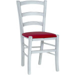 Chaise vnitienne antique en bois blanche avec sige rembourr rouge