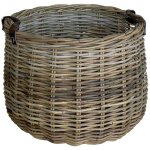 Okaffarefatto - panier de rangement en bois kabu en rotin vritable avec poignes