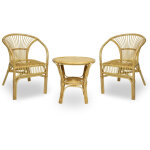 Okaffarefatto - salon maya en bois de bambou et osier naturel avec 2 fauteuils et 1 table basse