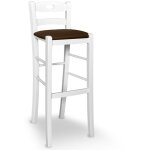 Okaffarefatto - tabouret en bois laqué blanc avec trou h 80cm assise en similicuir marron Okaffarefatto - tabouret en bois laqué blanc avec trou h 80cm assise en similicuir marron