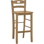 Okaffarefatto - tabouret h66cm en bois avec dossier avec poign�e avec assise en noyer massif clair