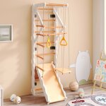 Aire de jeux multifonctions 6 en 1 avec espaliers, toboggan, balanoire, portique, zone de traction, ...