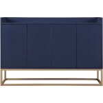 Okwish - buffet bleu marine, armoire avec 2 tagres rglables et 4 portes, pour cusine, salon et chambre, ...