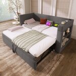 Okwish - canap� convertible 90x190 cm canap� - lit simple avec lit gigogne, prise usb et porte - gobelet, ...