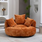 Okwish ? canap� relax poire � dossier haut 3 coussins ? chenille orange ? dimensions 108x108x52cm ? capacit� ...