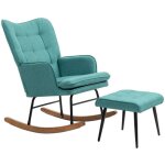 Okwish - chaise � bascule avec tabouret, fauteuil relax avec accoudoirs, vert