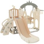 Toboggan 5 en 1 pour enfants avec balanoire, chelle d'escalade, panier de basket, tlescope et coffre ...