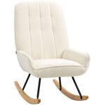 Okwish - fauteuil � bascule avec dossier haut tissu en polaire sherpa, 63 x 95 x 97 cm, blanc