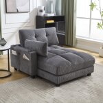 Fauteuil longue, canap� paresseux avec coussins roulants, rabats pour la t�te, trois tasses et une poche ...