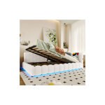 Okwish - lit coffre 140x200cm, canap� - lit, lit double avec rangement, �clairage led et port usb, tissu ...
