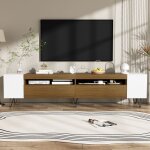 Okwish - meuble tv 180 cm aspect blanc et bois