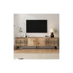Okwish - meuble tv marron 180 cm, buffets bas en bois naturel avec rangement s�par�s, 180x40x55 cm