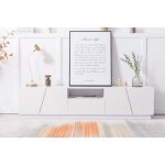 Okwish - meuble tv blanc brillant 170 cm avec espace de rangement, 170x37x42 cm