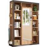 Okwish - ensemble vestiaire, porte - manteau avec miroir, vitrine bibliothque avec crochets et cintres, ...