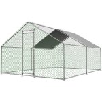 Poulailler enclos extrieur 3x4x2m avec serrure de scurit et toile pe impermable, enclos extrieur ...