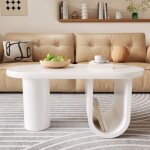 Okwish - table basse blanche ovale avec pieds robustes en forme de u, table de salon 98, 5 x 53, 5 x ... Okwish - table basse blanche ovale avec pieds robustes en forme de u, table de salon 98, 5 x 53, 5 x ...