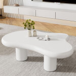 Okwish ? table basse nuage en mdf laqu� blanc ? dimensions 97x67x32 cm ? patins en feutre pour protection ...