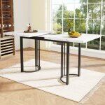Okwish - table � manger blanche extensible avec structure en m�tal, 180x80x75 cm