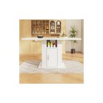 Okwish - table à manger carrée blanche avec armoire de rangement, étagères réglables et plateau en marbre, ... Okwish - table à manger carrée blanche avec armoire de rangement, étagères réglables et plateau en marbre, ...