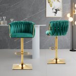 Okwish - lot de 2 tabourets de bar pivotants avec hauteur rglable, tissu en velours, vert