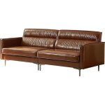 Oleylucklive - canapé vintage cuir huilé 3 places 220 cm, métal marron Oleylucklive - canapé vintage cuir huilé 3 places 220 cm, métal marron