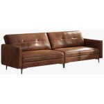 Oleylucklive - canap� vintage cuir huil� 3 places 220 cm, m�tal marron