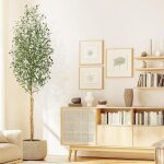 Olivier artificiel avec pot blanc - 210 cm - grande plante verte - d�coration pour la maison, la chambre ...