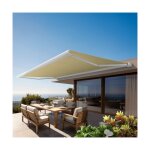 Store banne coffre intgral protect 2 led smart blanc 5x3, 5m motoris  tlcommande + capteur vent ...