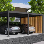Ombrea - carport autoportant en alu anthracite et blanc 582x500x255 cm - pearl