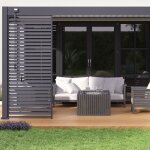 Ombrea - pergola bioclimatique ombra vs 3x4m adosse - anthracite / blanc - v2