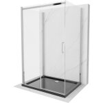 Omega cabine de douche 3 cts, coulissante 140 x 90 cm, transparent, chrome + receveur plat - 825 - ...