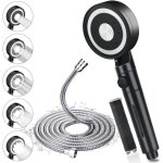 Ommeau de douche haute pression, pommeau de douche avec tuyau 2m en acier inoxydable 304, pommeau douche ...