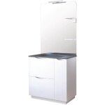 Zen - meuble salle de bain  poser palermo - 80cm - laqu blanc - plan vasque noir - ondee