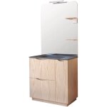 Zen - meuble salle de bain � poser palermo - 80cm - m�lamin� bois - plan vasque noir - ondee