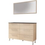 Ondee - zen - meuble salle de bain � poser pallas - 120cm - ch�ne clair - plan vasque noir