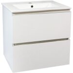 Ondee zen - meuble de salle de bain suspendu trendy - 2 tiroirs - 60cm - blanc mat - vasque