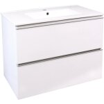 Ondee - zen - meuble de salle de bain suspendu trendy - 2 tiroirs - 80cm - blanc brillant - vasque