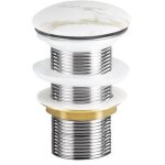 Ondee zen - bonde c�ramique clic - clac pour vasque - finition marbre blanc