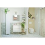 Ondee - zen - meuble salle de bain à suspendre lila - 60cm - 2 tiroirs - blanc - miroir Ondee - zen - meuble salle de bain à suspendre lila - 60cm - 2 tiroirs - blanc - miroir