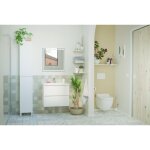 Ondee zen - meuble salle de bain � suspendre lila - 60cm - 2 tiroirs - blanc - miroir led laura