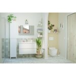Ondee zen - meuble salle de bain à suspendre lila - 80cm - 2 tiroirs - blanc - miroir Ondee zen - meuble salle de bain à suspendre lila - 80cm - 2 tiroirs - blanc - miroir