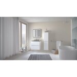Ondee zen - meuble salle de bain � suspendre trendy - 60 cm - 2 tiroirs - blanc - plan noir