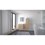 Ondee - zen - meuble salle de bain trendy - 60 cm - bois - 2 tiroirs - miroir athena