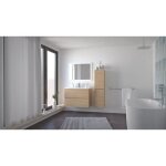 Ondee - zen - meuble salle de bain trendy - 80 cm - bois - 2 tiroirs - miroir athena