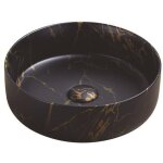 Ondee zen - vasque � poser ronde nami - c�ramique marbre noir - dim : �34, 6x11, 4cm