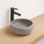 Ondee zen - vasque ronde � poser sora - c�ramique - marbre gris - dim : �36 x h. 12 cm