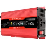 Onduleur de puissance de voiture 500w, convertisseur ac solaire lcd num�rique � onde sinuso�dale modifi�e ...