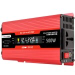 Onduleur de puissance de voiture 500w, convertisseur ac solaire lcd num�rique � onde sinuso�dale modifi�e ...