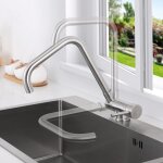Mitigeur cuisine rabattable pivotant  360, robinet cuisine avec poigne pliable contre fentre, robinet ...